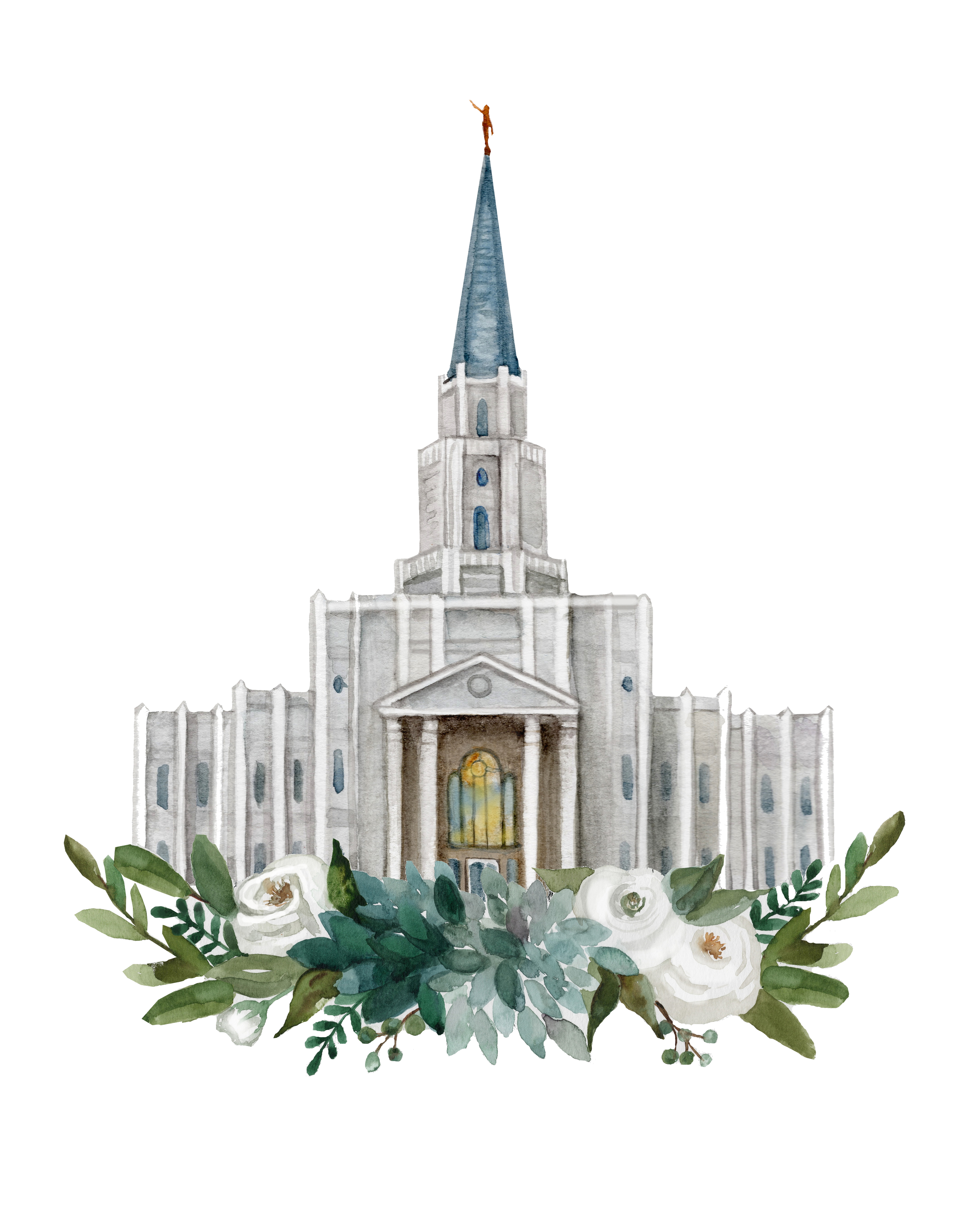 watercolor of the Houston Texas Temple